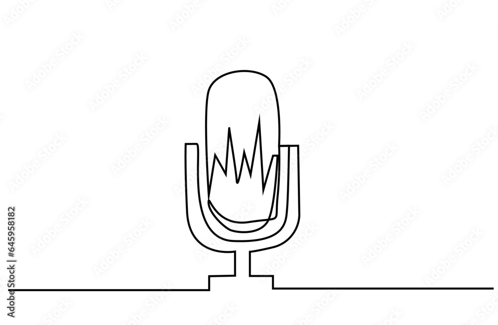 Fototapeta premium microphone music sound recording device object line art design