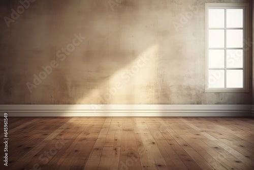 empty room with wooden floor - generative ai © BrandwayArt