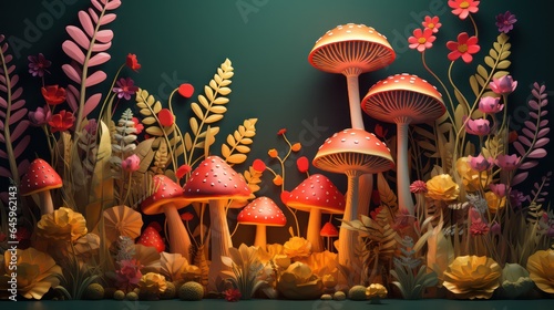 3d Mushroom background and 3d Mushroom tumbler