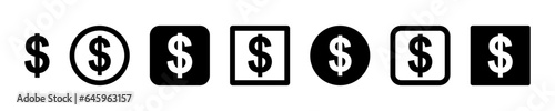 Set of dollar vector signs. Dollar symbols. Money and finance icons. Vector 10 Eps.