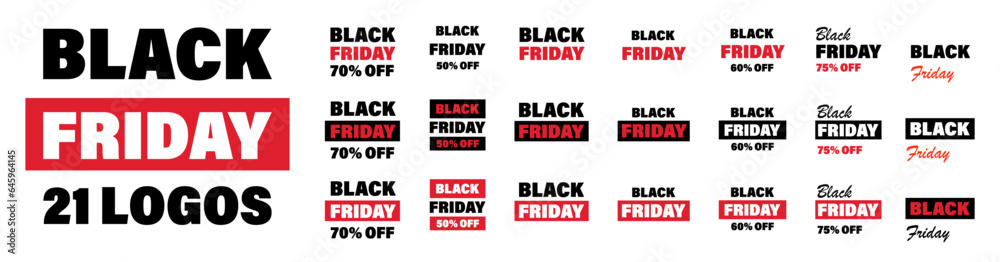 Black friday banner set. Lettering poster. Sale. Vector