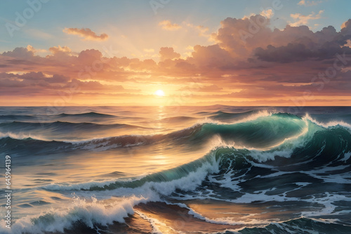 sunset at the beach illustration © Designer Khalifa