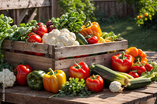 fresh organic vegetables in a crate