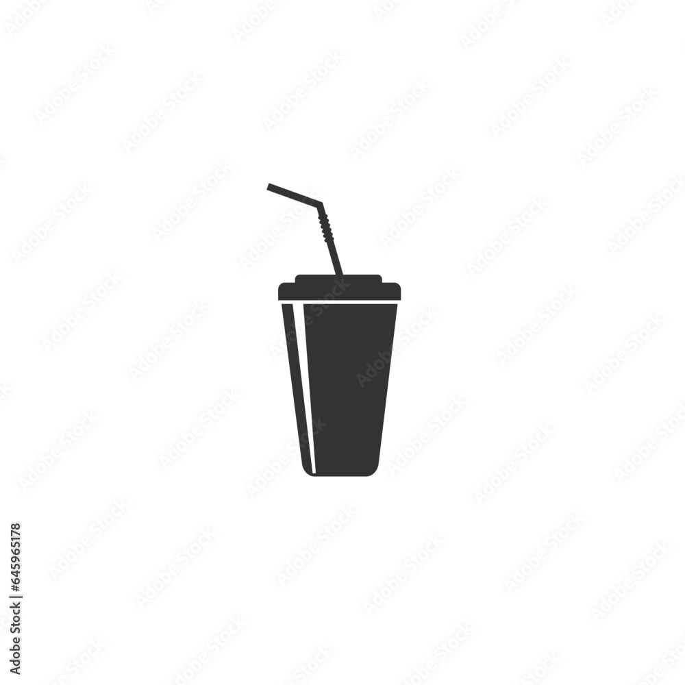 Fast Food Vector Icon. Burger and soda or cola drink silhouette, isolated symbol Fast Food Vector Icon. Burger and soda or cola drink silhouette, isolated symbol