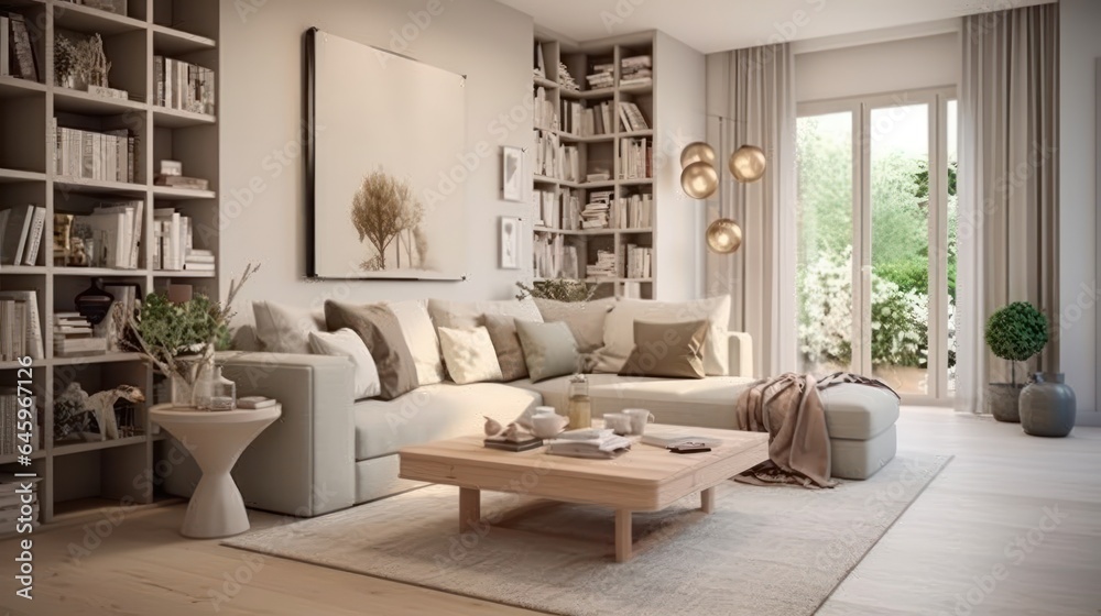 Fototapeta premium modern living room. Generative AI