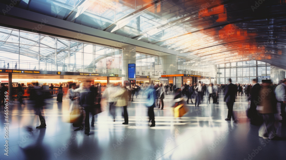 Busy Airport Terminal Long Exposure