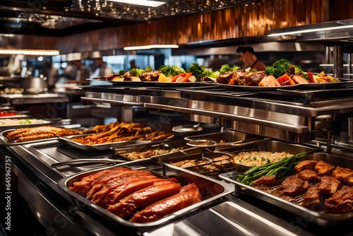 indoor restaurant buffet caterer including barbecued meat.