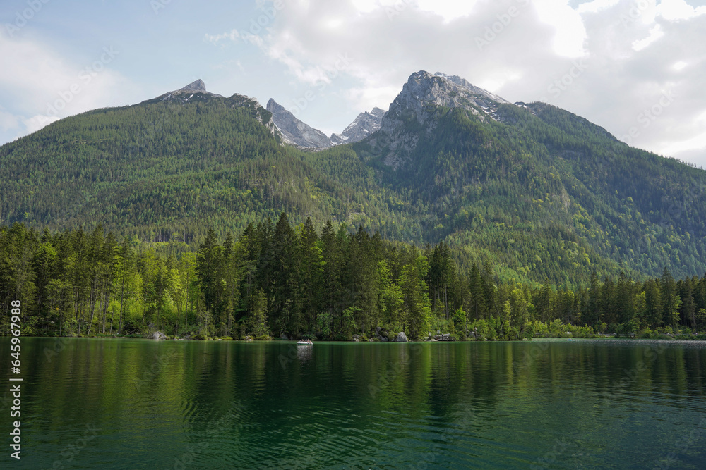 lake in the mountains of bavaria in germany next to the austrian border