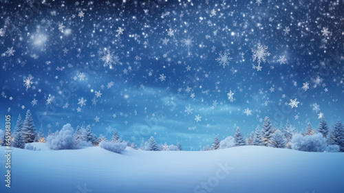Seamless blue Christmas background with falling snow