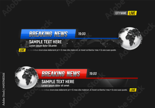 Lower third for news header. Breaking news. Vector template for your design.