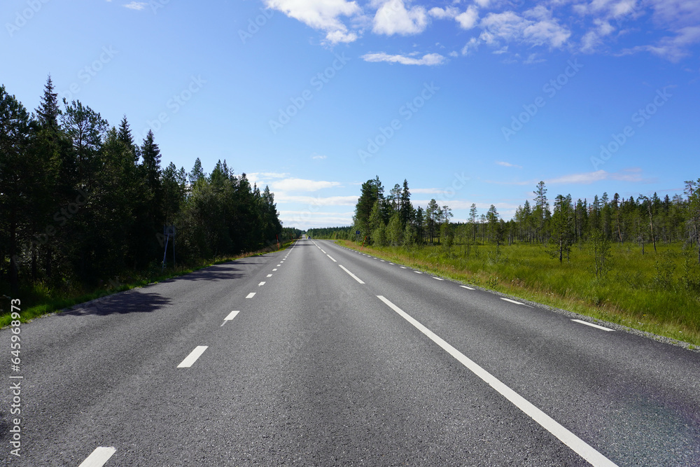 Wenig befahrene Straße in Schweden