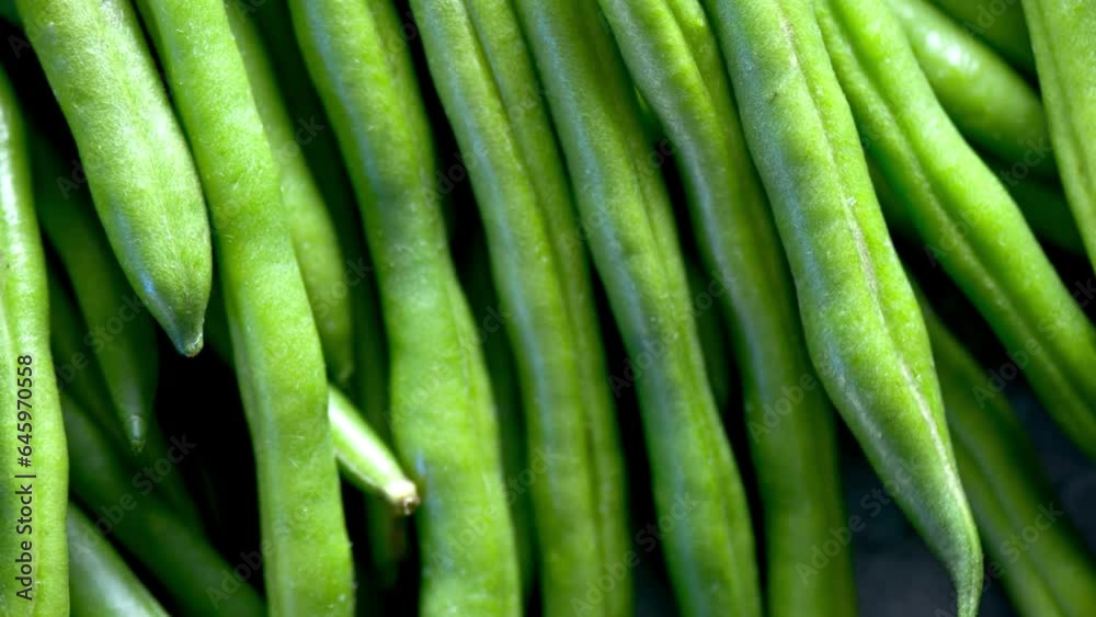 Crisp and Vibrant: 4K Dolly Shot of Fresh Green Beans Crisp and Vibrant: 4K Dolly Shot of Fresh Green Beans