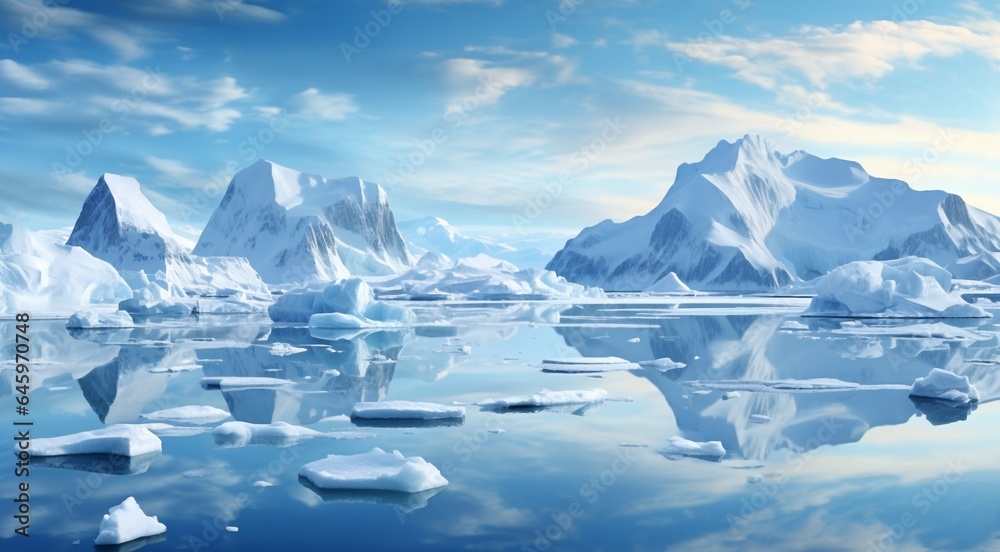 iceberg in polar regions, iceberg in antarktik, arctic icebergs scene, ice lake with icebergs