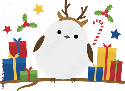 トナカイのカチューシャをつけたシマエナガのアイコン