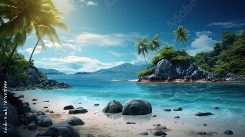 tropical paradise island background and tropical paradise island tumbler wrap
