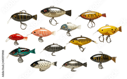 A Still Life Portrait Featuring a Fishing Set on a Transparent Background. Generative Ai