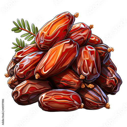 Dried dates fruit . Clipart PNG image . Transparent background . Cartoon vector style . Generative AI © Tomislav