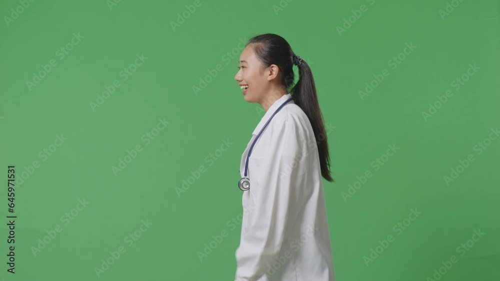 Side View Of Asian Female Doctor With Stethoscope Looking Around And Walking On Green Screen Background In The Hospital
Side View Of Asian Female Doctor With Stethoscope Looking Around And Walking On Green Screen Background In The Hospital