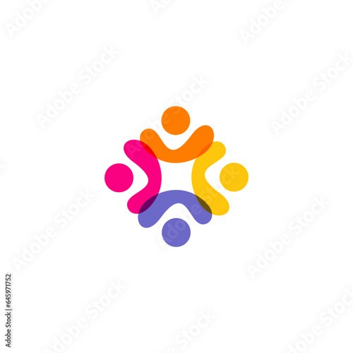 Modern logo design of unity and support, partnership and togetherness in a vibrant colorful for community and social groups. Vector logo.