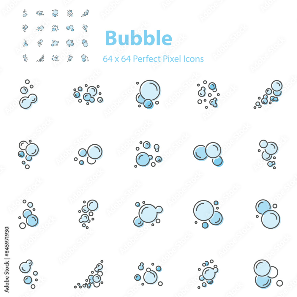 set of bubble icons, water, element,