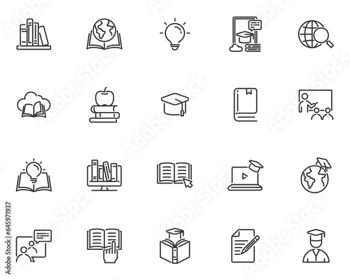 set of education icon, learning, library