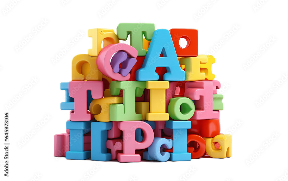 Exploring the Enchanting World of the Toy Alphabet. Isolated on a Transparent Background 