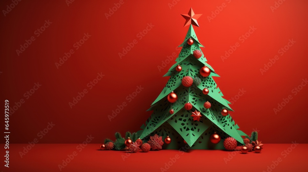 christmas tree on red background christmas tree on red background