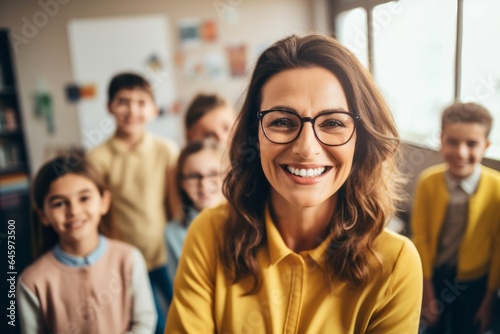 Wallpaper Mural Smiling portrait of middle aged caucasian teacher Torontodigital.ca