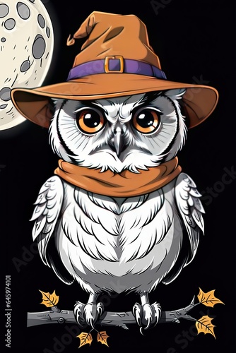An intricately designed owl t-shirt graphic, the owl's wings spread wide as if in mid-flight, feathers rendered with meticulous detail, vibrant and contrasting colors depicting the owl, Generative Ai