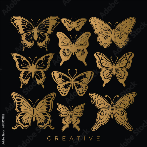 set butterfly logo design vector icon