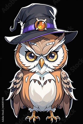 An intricately designed owl t-shirt graphic, the owl's wings spread wide as if in mid-flight, feathers rendered with meticulous detail, vibrant and contrasting colors depicting the owl, Generative Ai