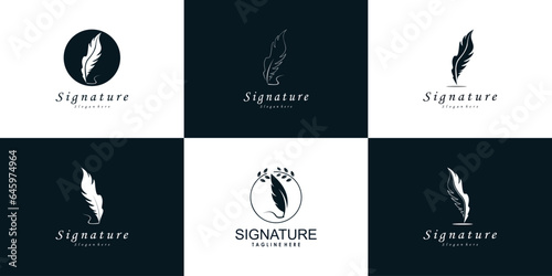 Signature logo design collection with creative concept style premium vector
