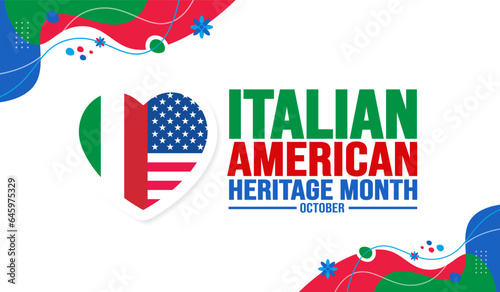 October is Italian American Heritage Month background template. Holiday concept. background, banner, placard, card, and poster design template with text inscription and standard color. vector