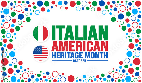 October is Italian American Heritage Month background template. Holiday concept. background, banner, placard, card, and poster design template with text inscription and standard color. vector