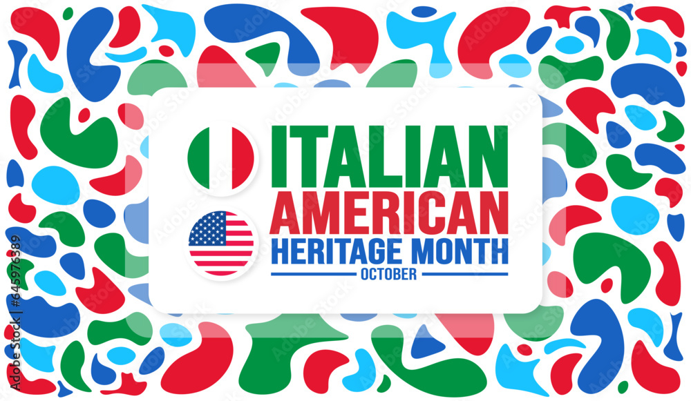 October is Italian American Heritage Month background template. Holiday concept. background, banner, placard, card, and poster design template with text inscription and standard color. vector