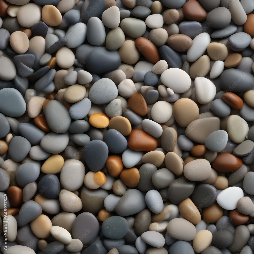 A close-up of a pebble-covered beach, each stone unique in color and shape3 A close-up of a pebble-covered beach, each stone unique in color and shape3