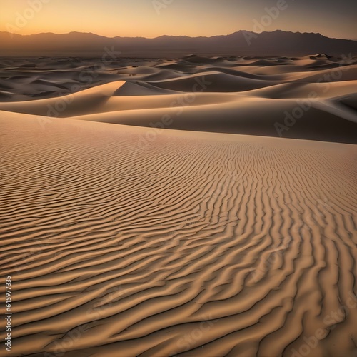 A pattern of tire tracks in the sand of a vast desert dunescape1