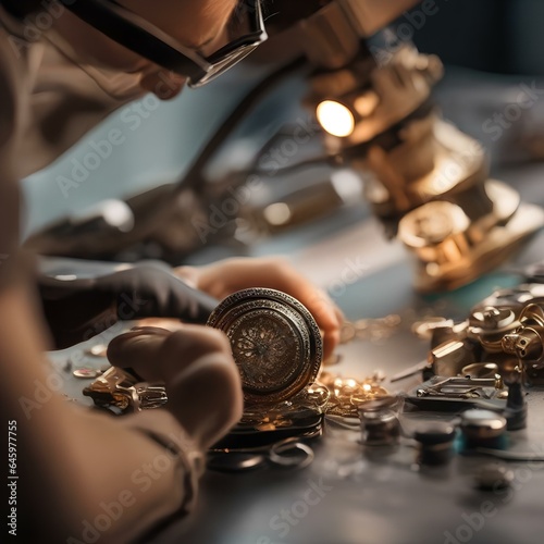 A close-up of a jeweler crafting an intricate piece of jewelry with fine detail4