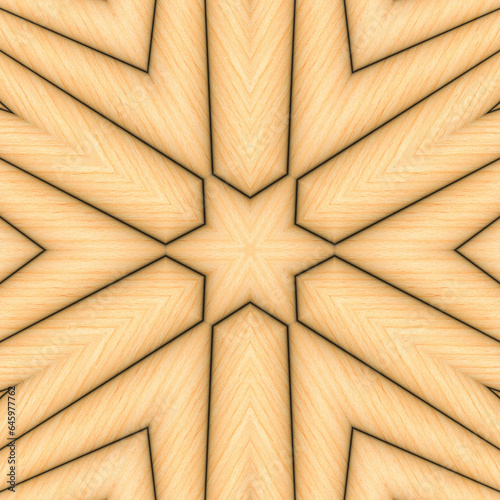 3D render, an abstract background of floral kaleidoscope, colorful paper flowers ornament. Modern wallpaper. 3d Illustration
