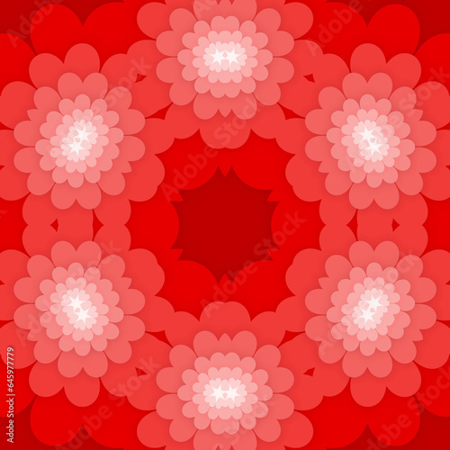 3D render, an abstract background of floral kaleidoscope, colorful paper flowers ornament. Modern wallpaper. 3d Illustration