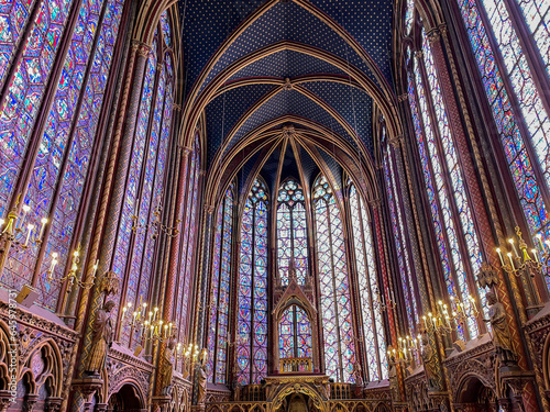 Interior View of Sainte-Chapelle, a Gothic Style Royal Chapel in the Centre of Paris.