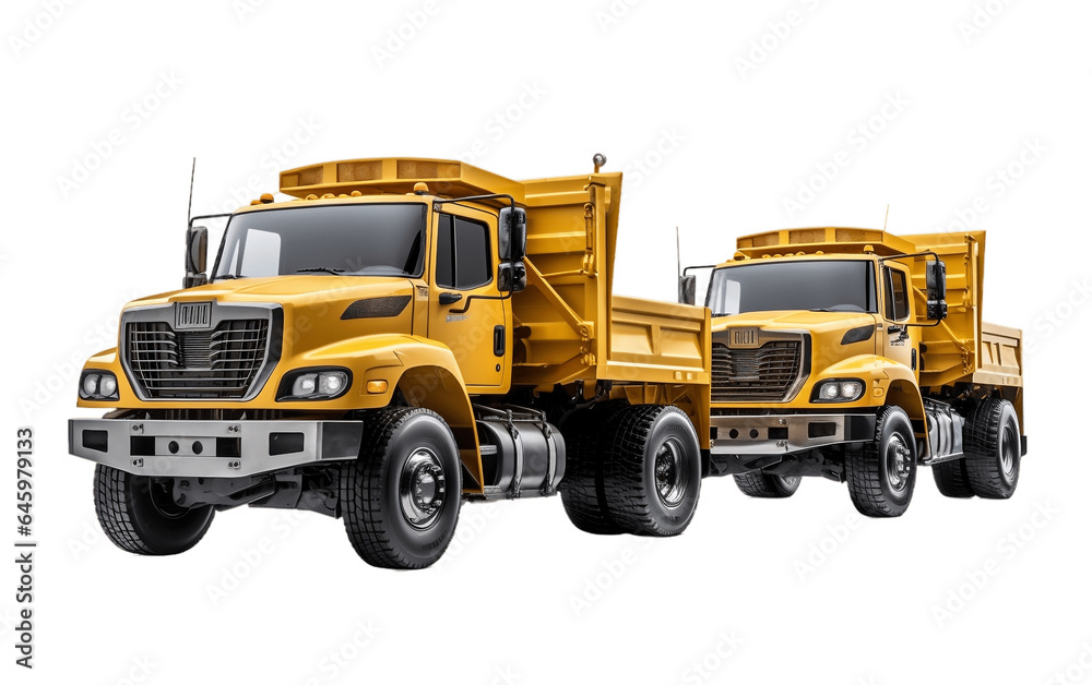A Comprehensive Portrait Showcasing the Raw Power and Functionality of a Dump Truck on a Transparent Background. Generative Ai