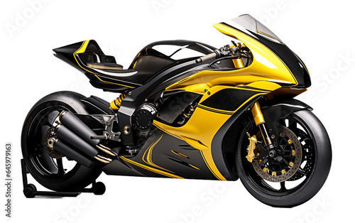 Embrace the Thrill with The Yellow Racing Bikes. Isolated on a Transparent Background. Generative Ai