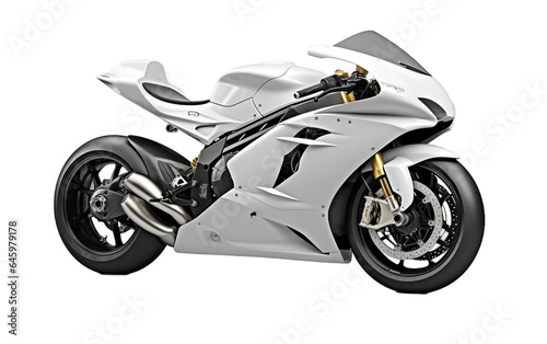 White Road Warrior  Speed Motorcycle. Isolated on a Transparent Background. Generative Ai