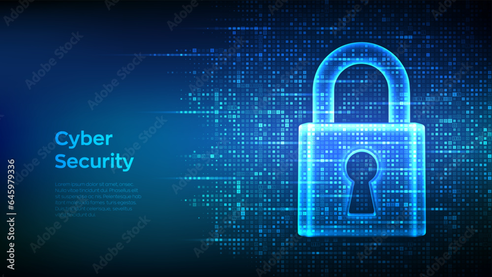 Lock. Cyber security. Padlock with keyhole icon made with binary code. Protect and Security or Safe concept. Information privacy. Digital code matrix background with digits 1.0. Vector Illustration. Lock. Cyber security. Padlock with keyhole icon made with binary code. Protect and Security or Safe concept. Information privacy. Digital code matrix background with digits 1.0. Vector Illustration.