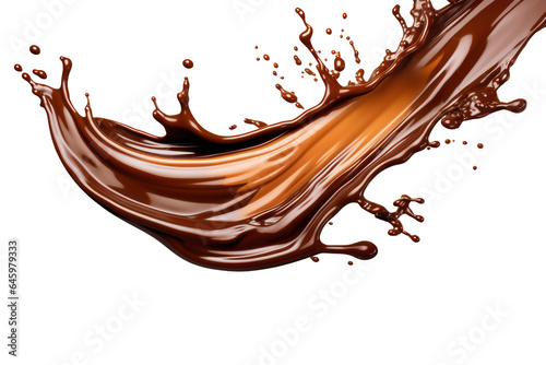 chocolate caramel splash on transparent png background, isolated liquid splashing ,generative ai