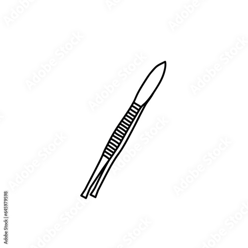 Eyebrow tweezers logo icon sign Hand drawn ink sketch Doodle design style Accessory for beauty salon makeup artist Fashion print clothes apparel greeting invitation card cover flyer poster banner ad