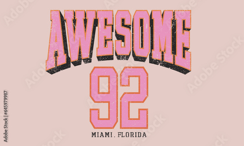 Collage look retro typography print design for apparel, sticker, batch, background, poster and others. Awesome miami florida.