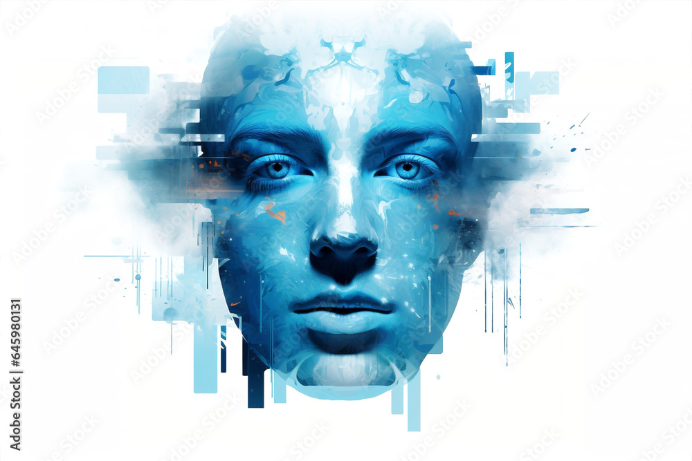Obraz premium Digital code artificial concept human future ai avatar brain science futuristic virtual technology