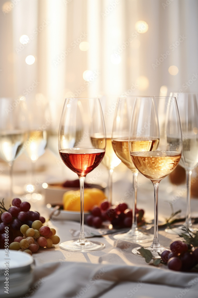 a display of different wines in glasses for tasting in a neutral environment a display of different wines in glasses for tasting in a neutral environment